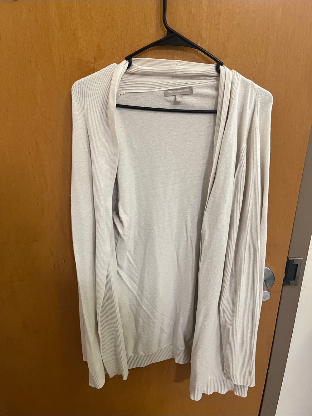 Banana Republic Light Cream Open-Front Ribbed Cardigan